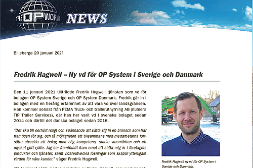 Fredrik Hagwell – Ny vd för OP System i Sverige och Danmark